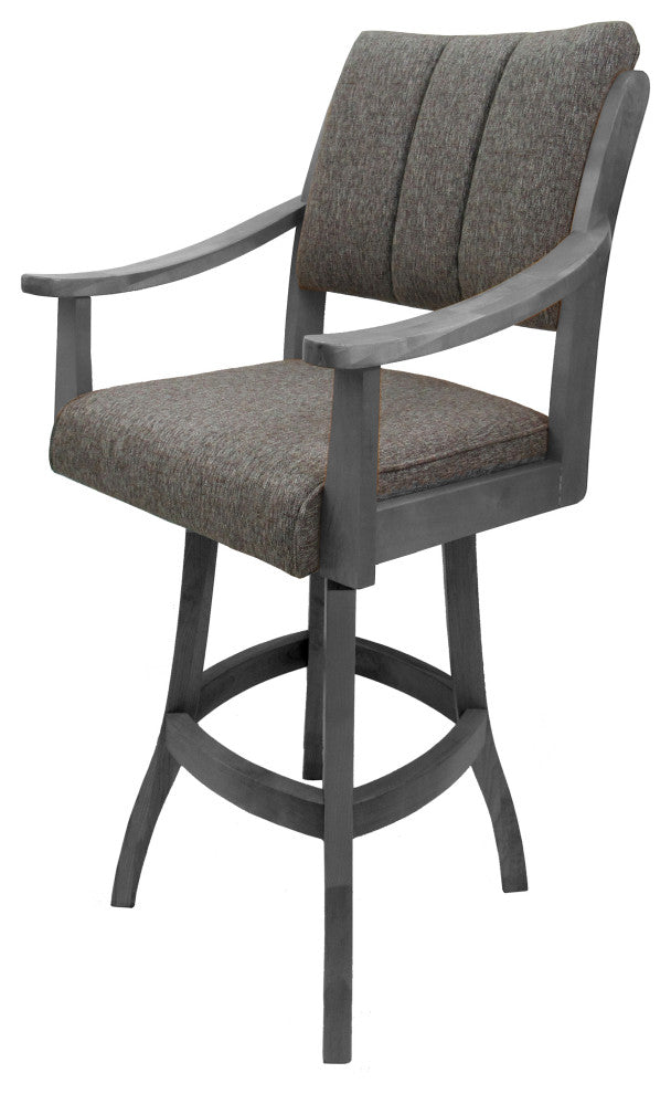 Swivel Counter Wood Bar Stool Casa on S-Base, Mojave Grey - Light Grey, 26"