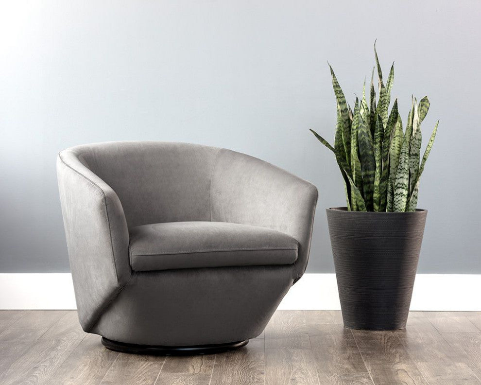 Treviso Swivel Lounge Chair, Antonio Charcoal