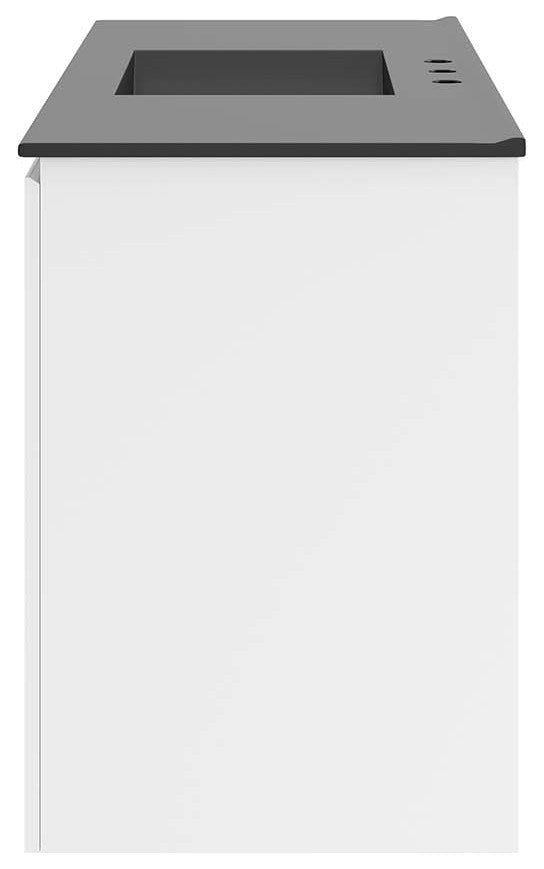 Sink Vanity Cabinet, Wall Mount, Black White, Ceramic, Modern, Hotel Bathroom