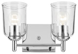 Shailene 12.5" 2-Light Vanity Light With Clear Glass, Chrome
