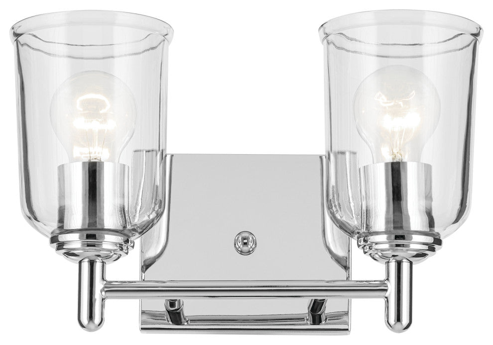 Shailene 12.5" 2-Light Vanity Light With Clear Glass, Chrome