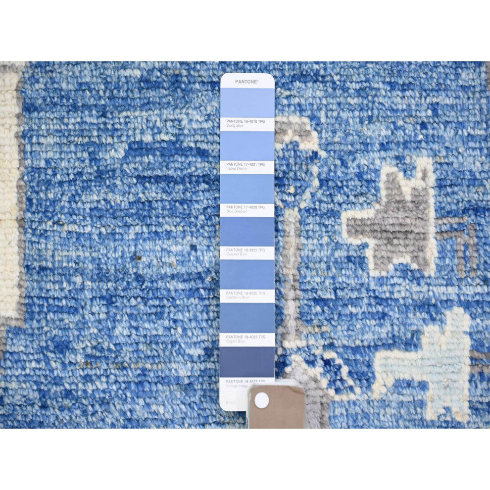 Blue Anatolian Village Inspired Soft Wool Hand Knotted Oversized Rug 11'9"x15'1"