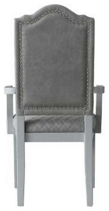Benzara BM250685 Arm Chair With Padded Seat and Arched Top, Set of 2, Beige