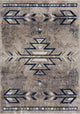 8"x11" Beige and Blue Boho Chic Area Rug