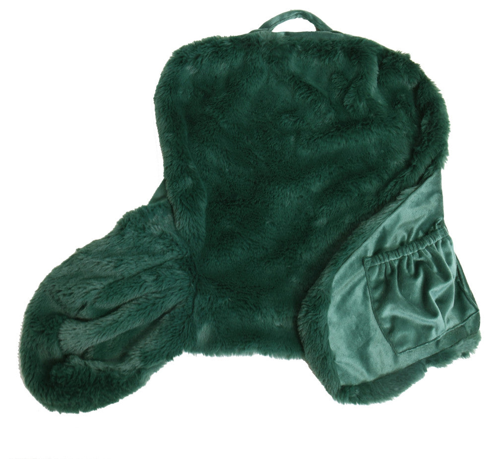 Faux Fur Bedrest Shell, Dark Green, 20"x18" X17"