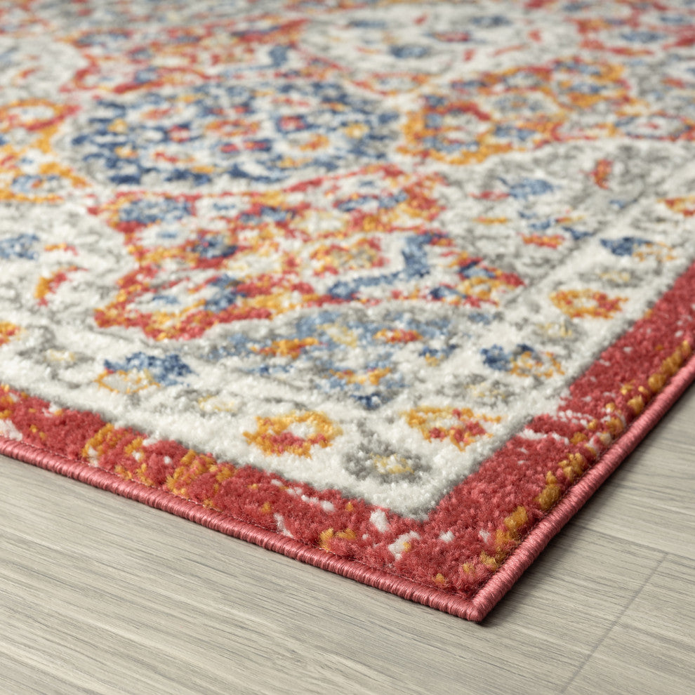 Adriana Transitional Oriental Area Rug, Multi & Light Red, 8'10'' X 12'2''