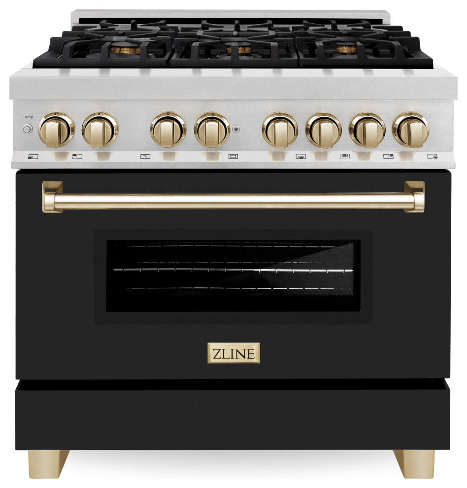 ZLINE Dual Fuel Range, DuraSnow Stainless Steel, RASZ-BLM-36-G