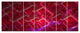 Red Fractal Electric Lightning, Abstract Art on Canvas, 83"x32", 7 Panels