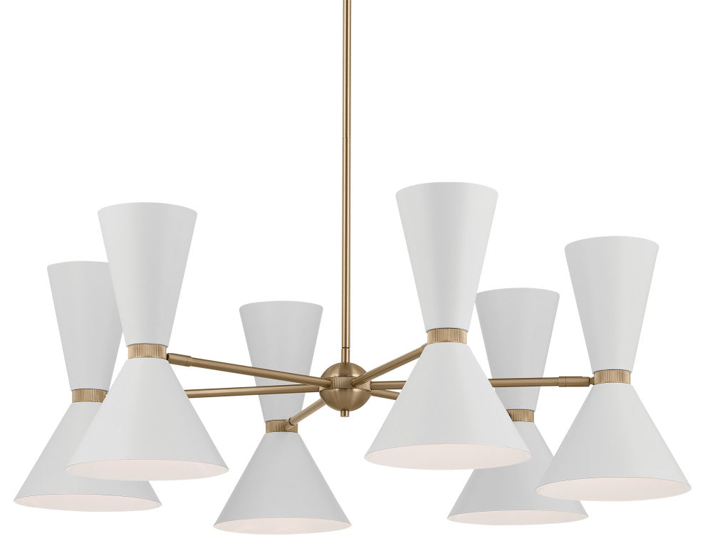 Phix 12 Light Chandelier 1 Tier Medium, Champagne Bronze and White