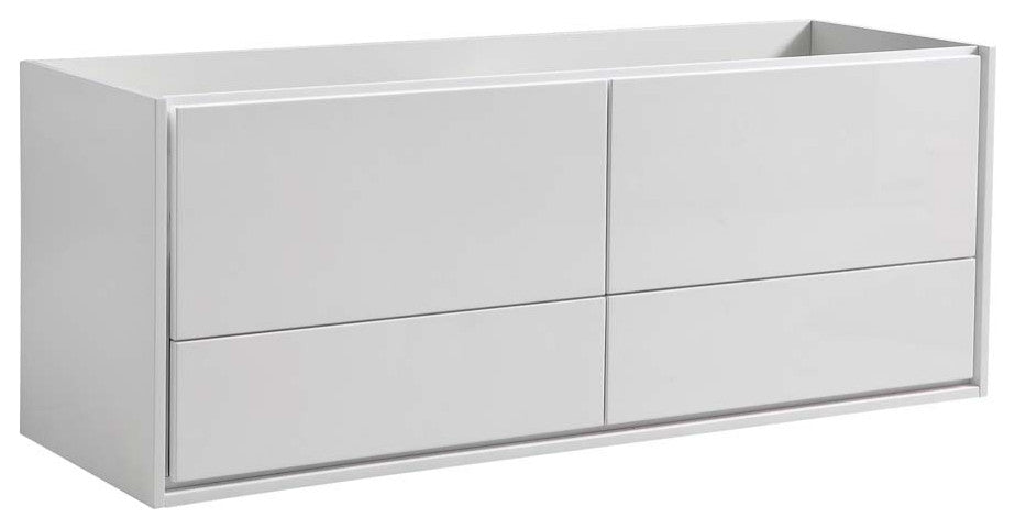Fresca Catania 60" Gloss White Wall Hung Double Sink Cabinet