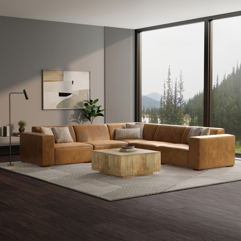 Rex Corner Sectional Modular Sofa in Genuine Leather