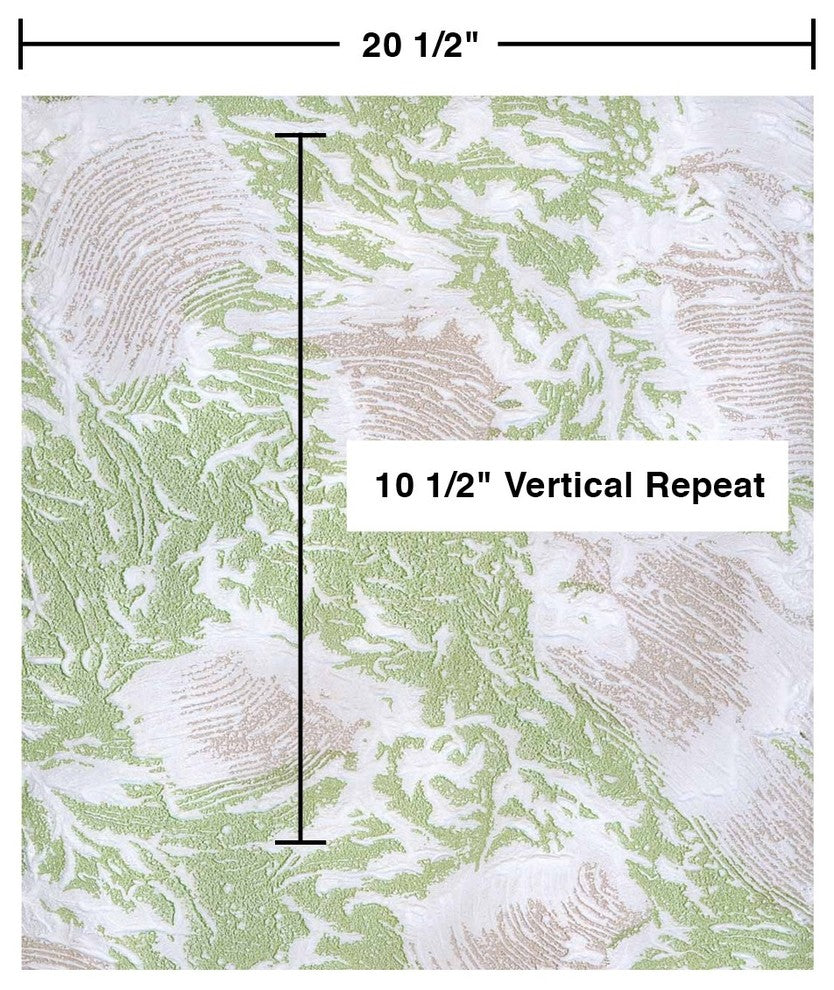 Wallpaper Green Shell Embossed Textured Vinyl |