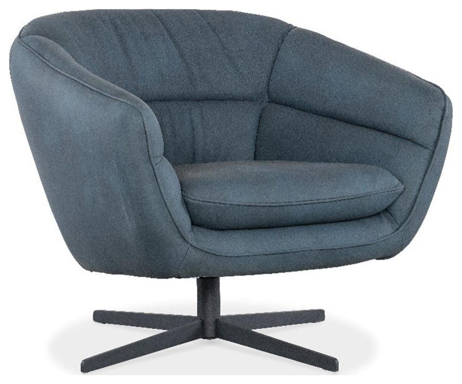 Hooker Furniture Mina Contemporary Leather Swivel Chair in Blue