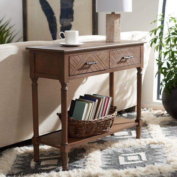 Safavieh Peyton 2 Drawer Console Table, Brown