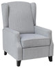 Prescott Push Back Wingback Recliner Chair- Fabric Upholstery-Accent Nail Trim, Gray