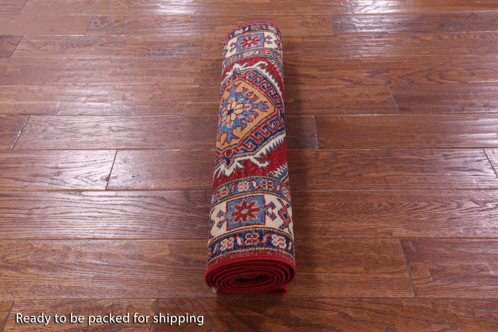 2' 6" X 7' 1" Super Kazak Hand Knotted Wool Runner Rug - Q12965