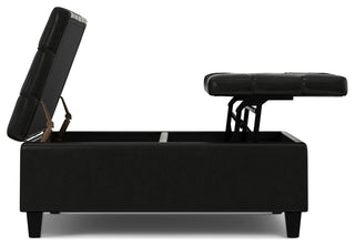 Harrison Large Square Coffee Table Storage Ottoman, Midnight Black