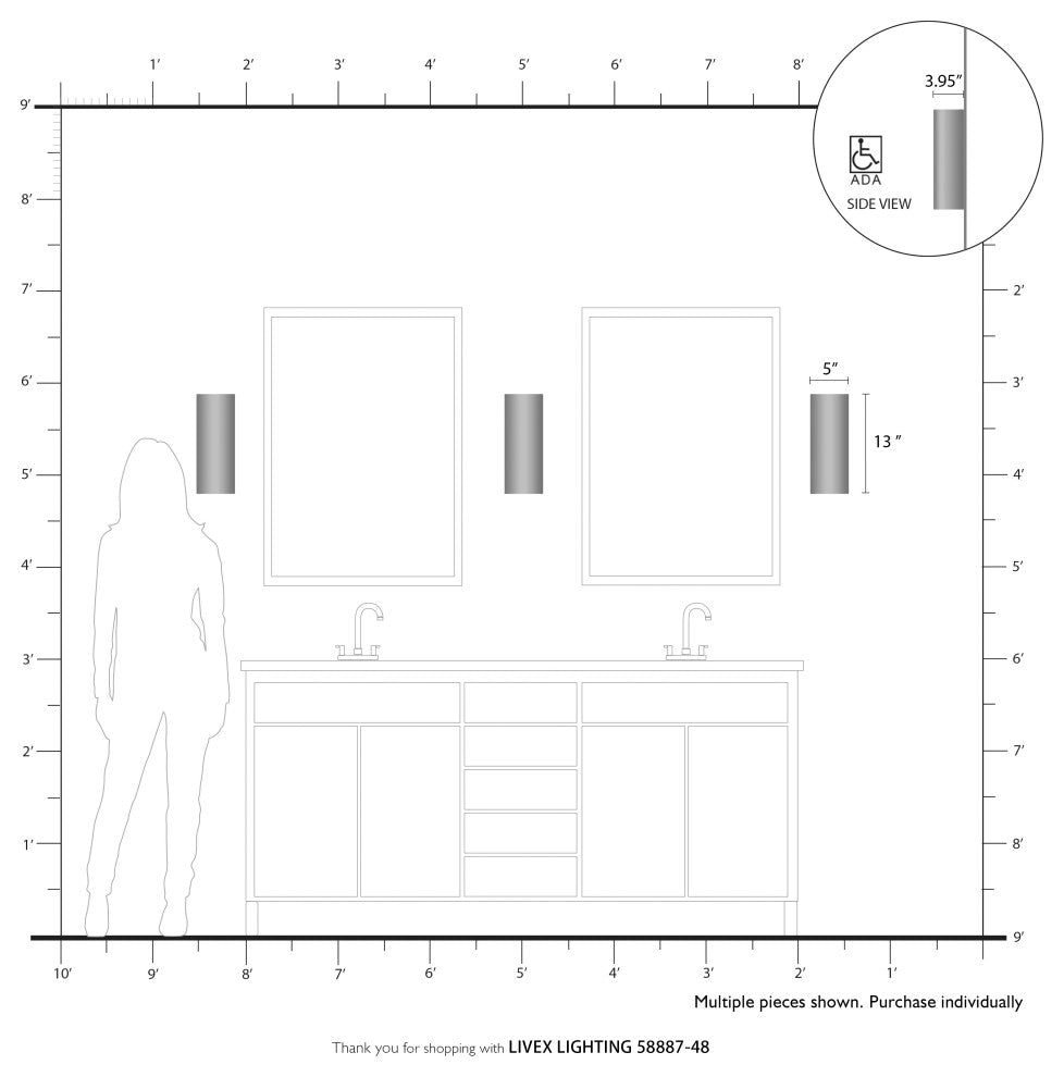 Bellingham 2-Light Antique Gold Leaf ADA Sconce