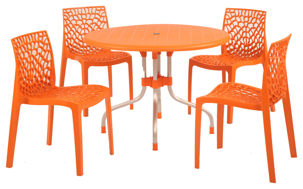 5-Piece Round Delfino Table With Karissa Chair Set
