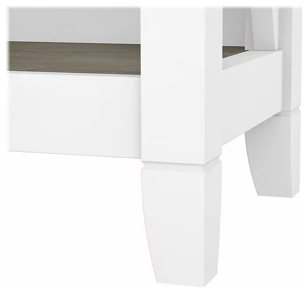 Set of 2 Farmhouse Bookcase, Open Shelves With X-Sides, Shiplap Gray/Pure White