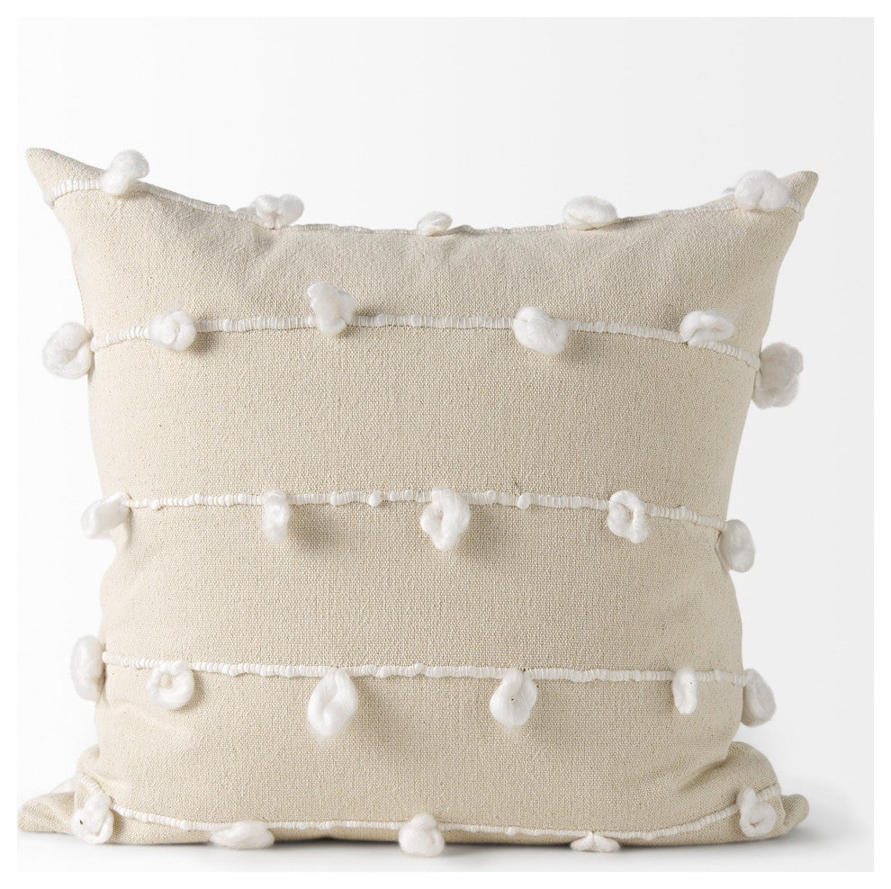 Clouds on Cream Canvas Square Pillow Cover