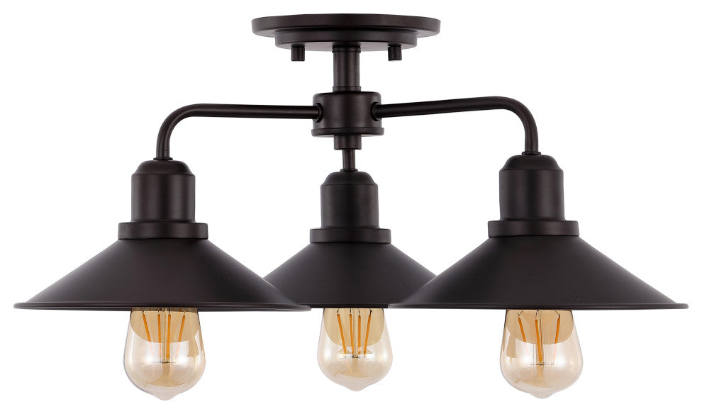 Calvin 18.5" 3-Light Iron LED Pendant, Oil Rubbed Bronze