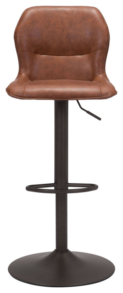 Bar Stool Chair Barstool, Faux Vinyl Leather, Steel, Vintage Brown, Bronze
