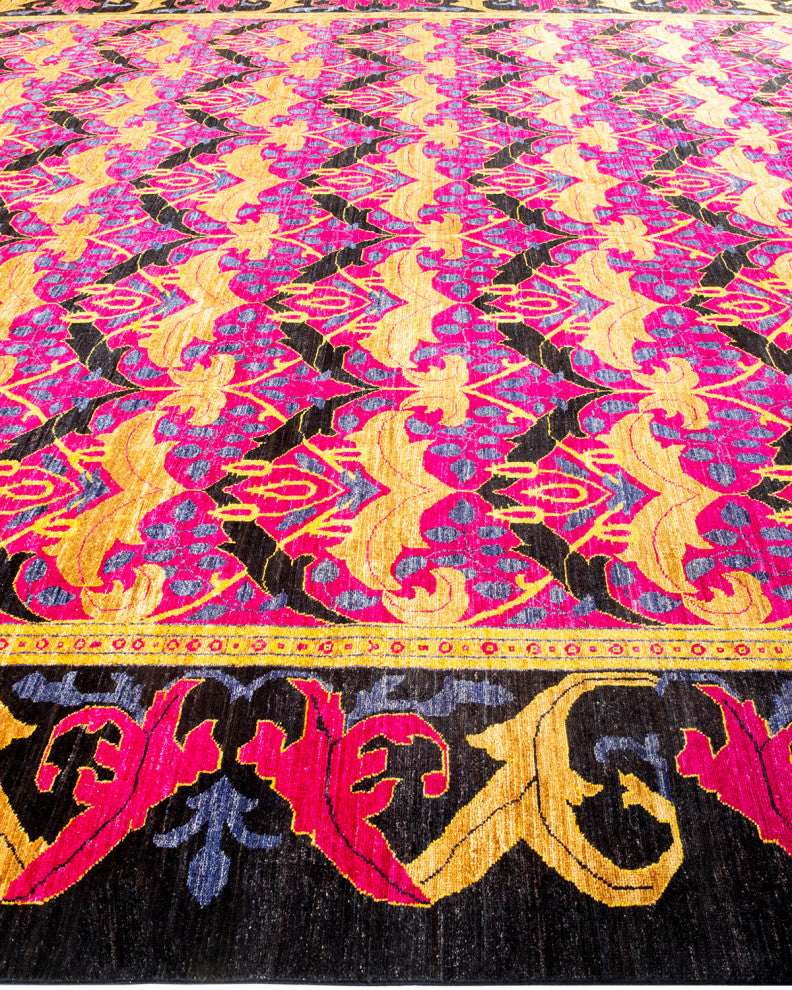Arts and Crafts, One-of-a-Kind Handmade Area Rug Black, 17'10"x11'10"