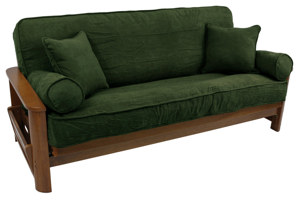Solid Microsuede Full Futon Cover Set, Hunter Green