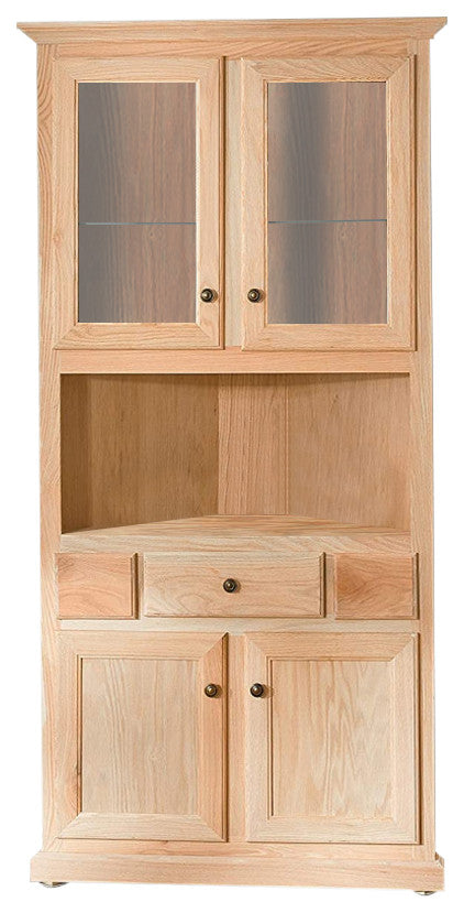 Eagle's Classis Oak Corner Dining Hutch/Buffet, Unfinished