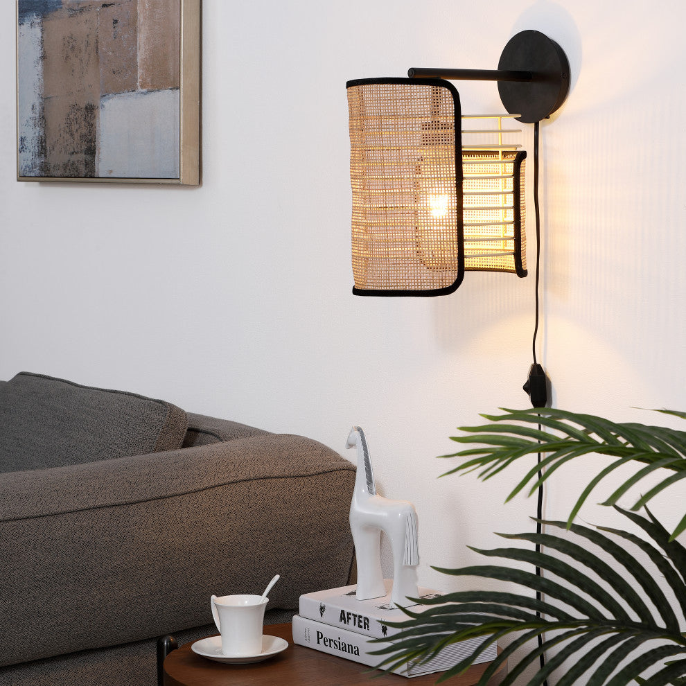 Vidalite Mazal, Boho Bamboo Wicker Wall Lamp