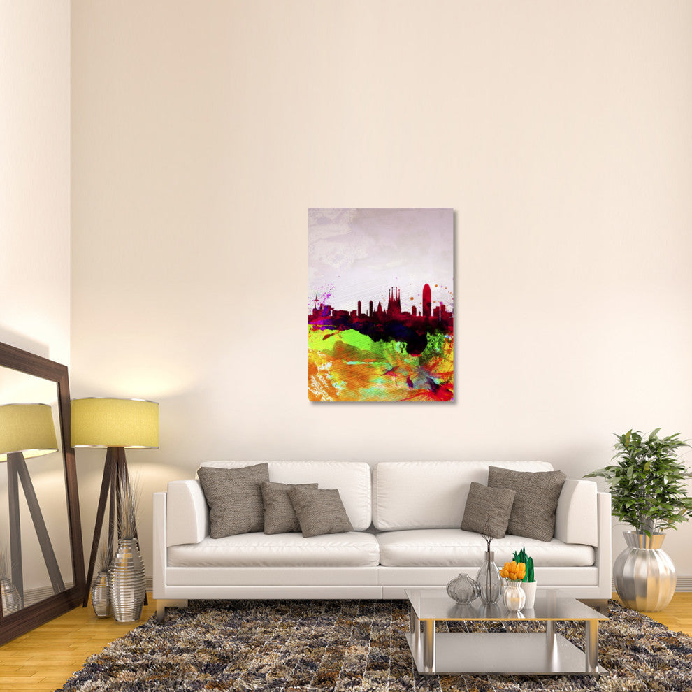 "Barcelona Watercolor Skyline" Fine Art Print