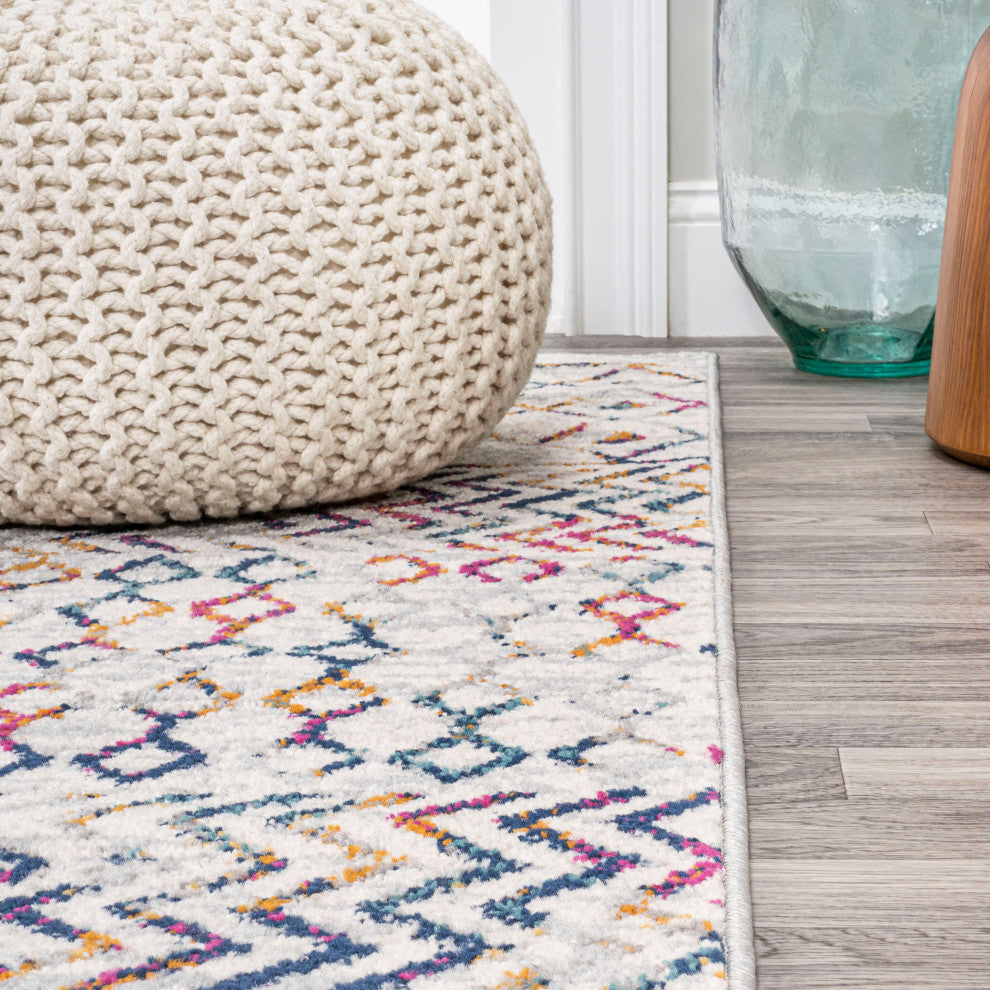 Arta Moroccan Vintage Geometric Area Rug, Multi/Cream, 8 X 10