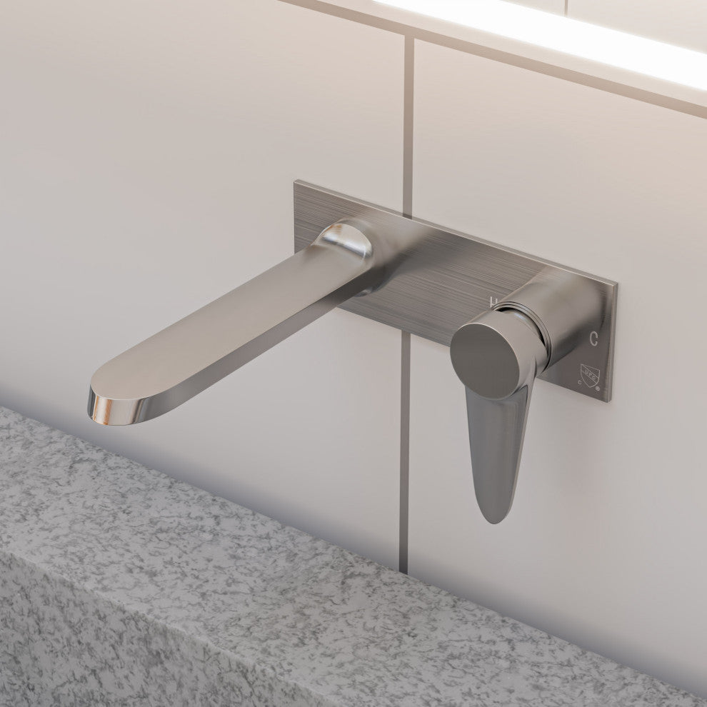 ALFI brand AB1772-BN Brushed Nickel Wall Mounted Modern Bathroom Faucet