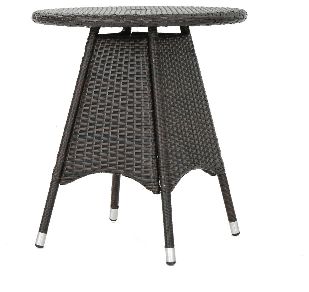 GDF Studio 3-Piece Hennry Outdoor Wicker Round Bistro Set With Cushions