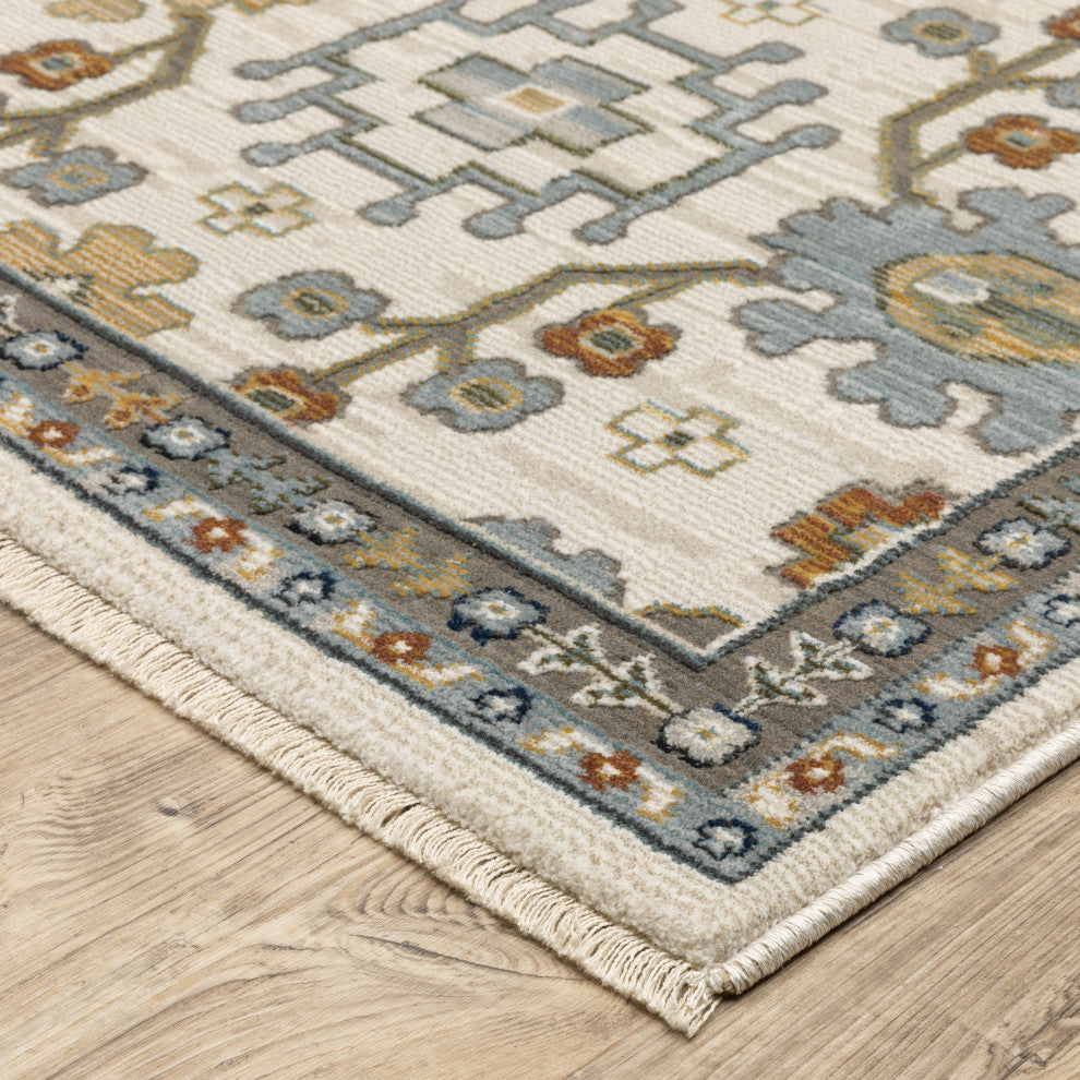 Keller Traditional Floral Ivory/ Multi Area Rug, 9'10" x 12'10"