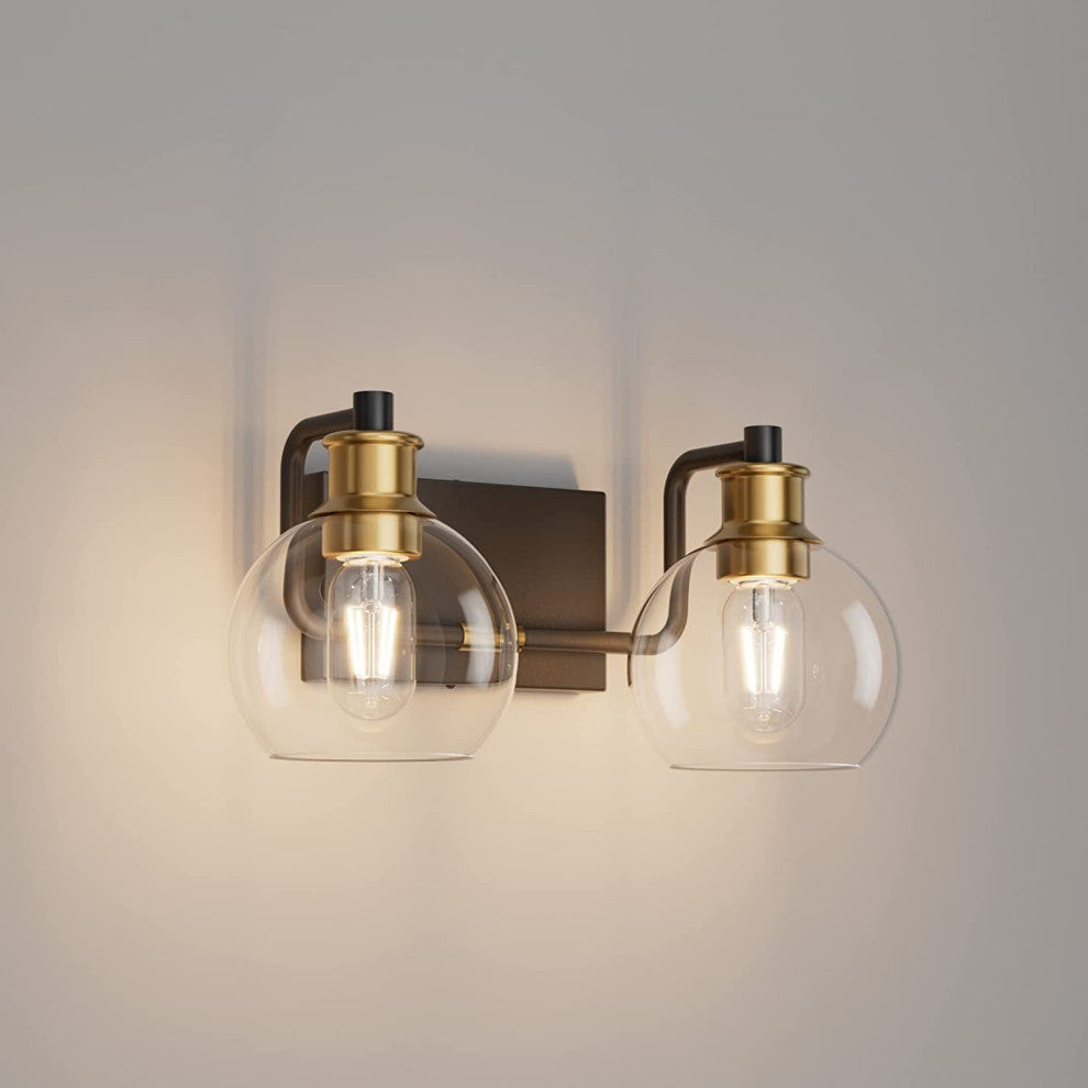 2 Light Vintage Bathroom Wall Sconce Farmhouse Glass Wall Light Over Mirror