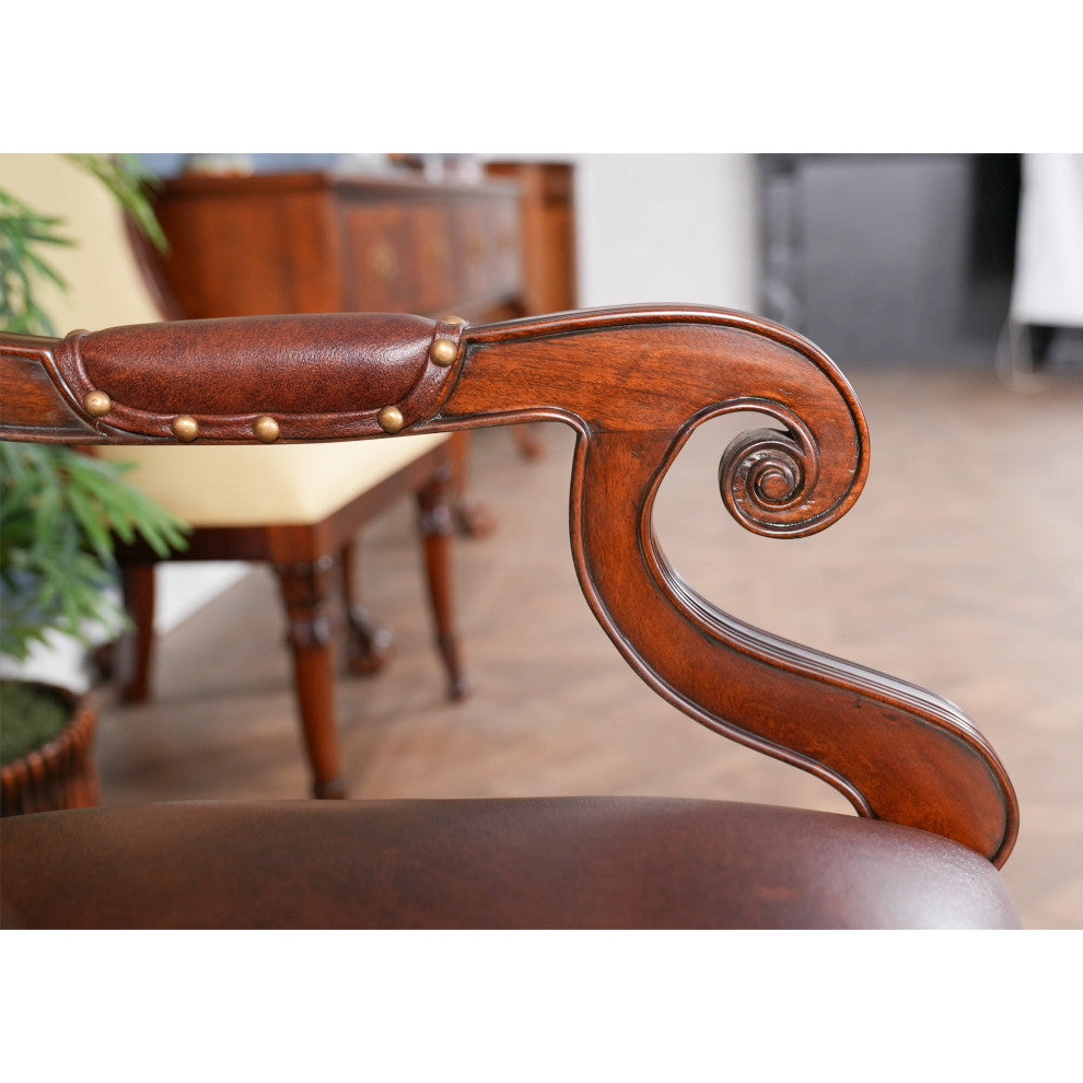 Regency Mahogany and Leather Arm Chair