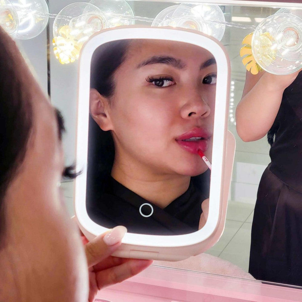 Lucent Compact Lighted Travel Makeup Mirror, Pink