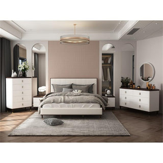 ACME Carena Wooden Bed in Light Gray and White and Brown