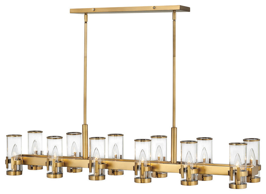 Hinkley Reeve Medium Twelve Light Linear, Heritage Brass