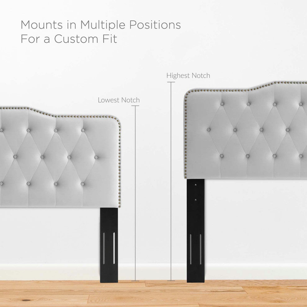 Sophia Tufted Performance Velvet Twin Headboard Light Gray
