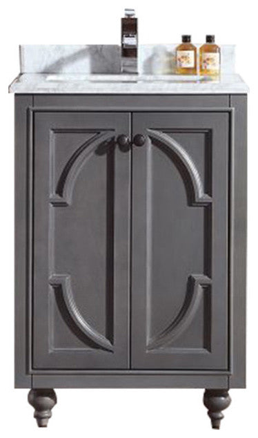 Odyssey Vanity, Gray, 24", White Carrara Marble