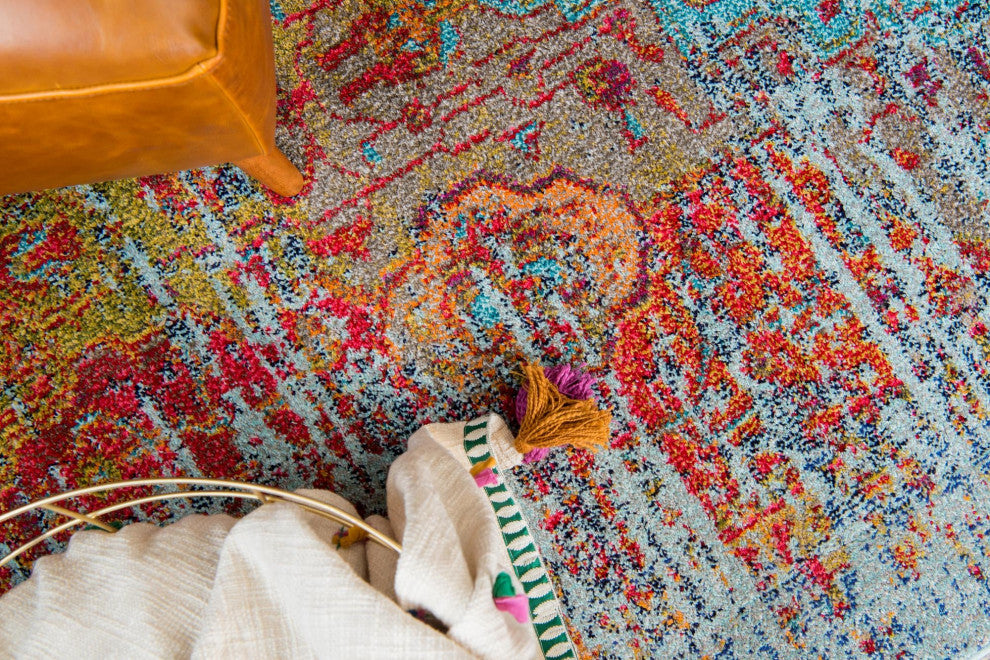 Rug Unique Loom Vita Light Blue Round 8' 0 x 8' 0