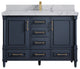 Aberdeen 48 Single Sink Bath Vanity in Hale Navy Blue  2" Venatino Quartz