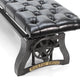 Crescent Industrial Dining Bench - Adjustable Iron Base - Black Leather Seat