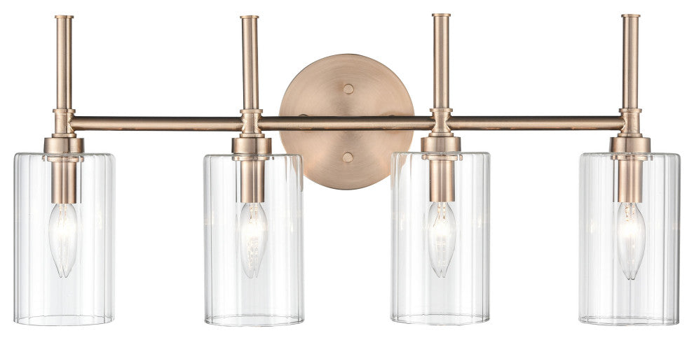 4 Light 25.5" Modern Gold Bathroom Vanity Light