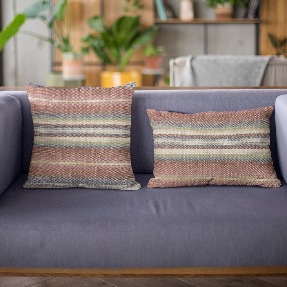 Plutus Multi-Color Lanes Stripe Luxury Throw Pillow, 20"x26"