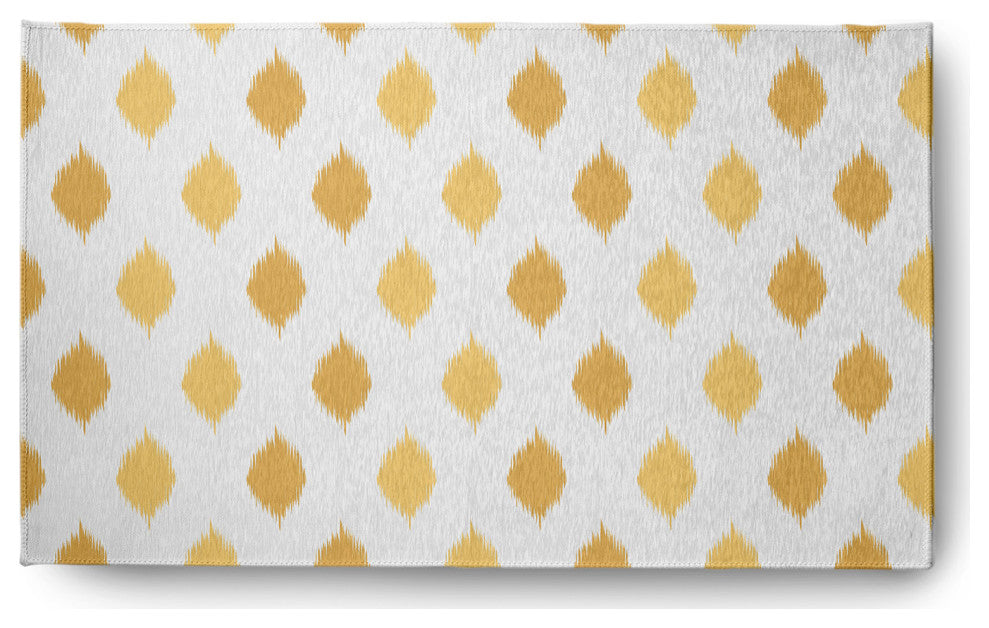 Ikat Dot Stripes Soft Chenille Area Rug, Yellow, 3'x5'