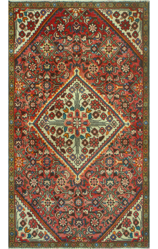 Fine Vintage Distressed Bax Rust/Gold Rug, 3'7x6'4